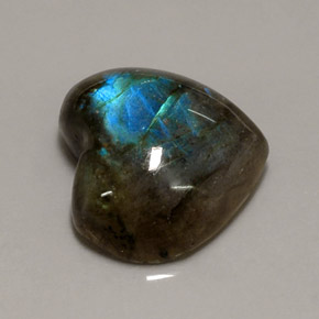 13.50캐럿 천연 멀티컬러 라브라도라이트, 하트 모양, 17.8×15.5 mm, 투명한