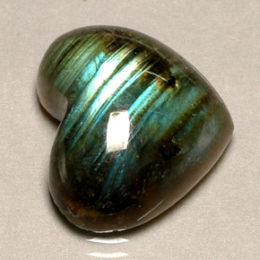 12.57캐럿 천연 멀티컬러 라브라도라이트, 하트 모양, 18×15 mm, 투명한