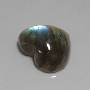 13.91캐럿 천연 멀티컬러 라브라도라이트, 하트 모양, 18×15.2 mm, 투명한