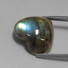 13.91캐럿 천연 멀티컬러 라브라도라이트, 하트 모양, 18×15.2 mm, 투명한