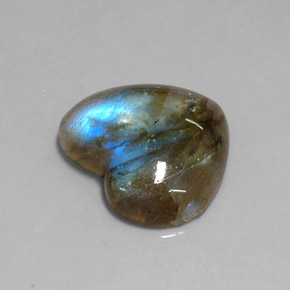 10.21캐럿 천연 멀티컬러 라브라도라이트, 투명한, 15.2×17.4 mm, 투명/반투명