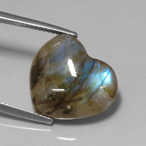 10.21캐럿 천연 멀티컬러 라브라도라이트, 투명한, 15.2×17.4 mm, 투명/반투명