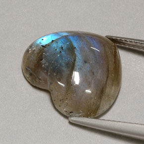 9.60캐럿 천연 멀티컬러 라브라도라이트, 투명한, 17.3×14.6 mm, 투명/반투명