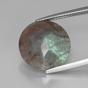 10.20캐럿 천연 다색 조회 장석, 라운드 컷, 불투명체