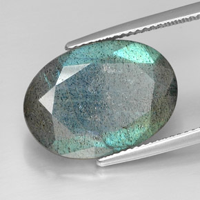 11.74캐럿 천연 다색 조회 장석, 타원형 컷, 불투명체