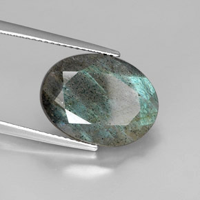 9.69캐럿 천연 멀티컬러 라브라도라이트, 타원형 컷, 16.2×12.2 mm, 불투명체