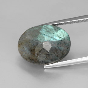 9.69캐럿 천연 멀티컬러 라브라도라이트, 타원형 컷, 16.2×12.2 mm, 불투명체