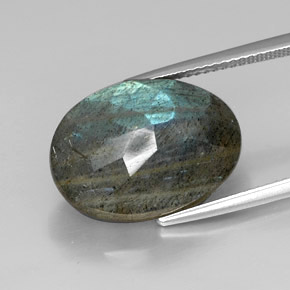 13.24캐럿 천연 멀티컬러 라브라도라이트, 타원형 컷, 18.1×13 mm, 불투명체