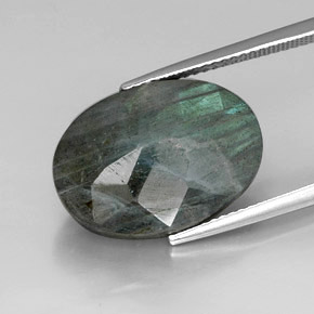 12.25캐럿 천연 멀티컬러 라브라도라이트, 타원형 컷, 18.3×13.4 mm, 불투명체