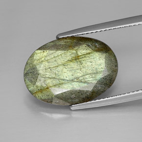 9.85캐럿 천연 다색 조회 장석, 타원형 컷, 불투명체