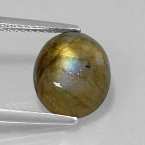 3.60캐럿 천연 멀티컬러 라브라도라이트, 타원형 컷, 11×9.1 mm, 불투명체