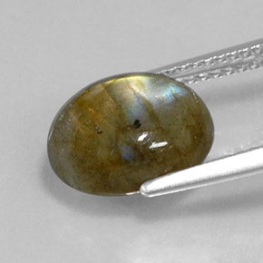 3.60캐럿 천연 멀티컬러 라브라도라이트, 타원형 컷, 11×9.1 mm, 불투명체