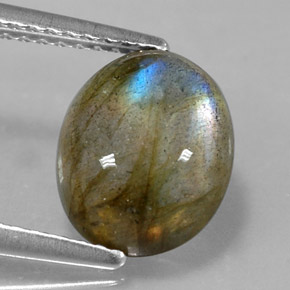 2.98캐럿 천연 멀티컬러 라브라도라이트, 타원형 컷, 10×8.2 mm, 불투명체