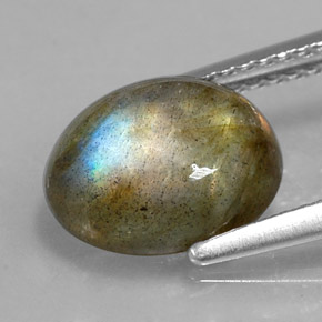2.98캐럿 천연 멀티컬러 라브라도라이트, 타원형 컷, 10×8.2 mm, 불투명체