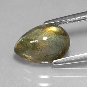 2.09캐럿 천연 멀티컬러 라브라도라이트, 배 모양, 10×7 mm, 투명한