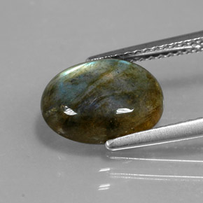 2.89캐럿 천연 멀티컬러 라브라도라이트, 투명한, 11×8.6 mm, 투명/반투명