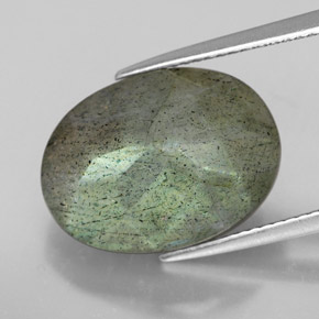 10.81캐럿 천연 멀티컬러 라브라도라이트, 타원형 컷, 16.3×12.1 mm, 투명한
