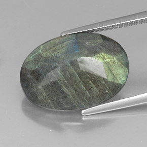 10.53캐럿 천연 멀티컬러 라브라도라이트, 타원형 컷, 18.2×13.2 mm, 불투명체