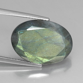 11.14캐럿 천연 멀티컬러 라브라도라이트, 타원형 컷, 18.1×13 mm, 불투명체