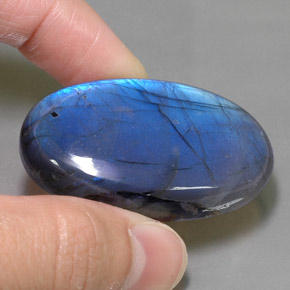 93.88캐럿 천연 멀티컬러 라브라도라이트, 타원형 컷, 42.6×27.3 mm, 투명한
