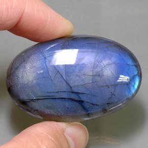 93.88캐럿 천연 멀티컬러 라브라도라이트, 타원형 컷, 42.6×27.3 mm, 투명한