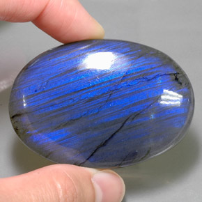 145.20캐럿 천연 멀티컬러 라브라도라이트, 타원형 컷, 51.1×35.8 mm, 불투명체