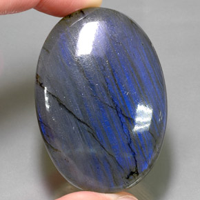 145.20캐럿 천연 멀티컬러 라브라도라이트, 타원형 컷, 51.1×35.8 mm, 불투명체