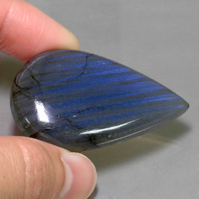 68.82캐럿 천연 멀티컬러 라브라도라이트, 배 모양, 44.7×27.8 mm, 불투명체