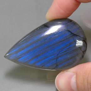 68.82캐럿 천연 멀티컬러 라브라도라이트, 배 모양, 44.7×27.8 mm, 불투명체