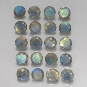 캐럿 천연 멀티컬러 라브라도라이트 보석, 투명한, 4.70 mm, 투명/반투명