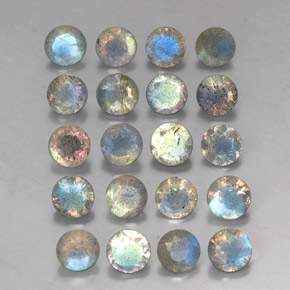 캐럿 천연 멀티컬러 라브라도라이트 보석, 투명한, 4.75 mm, 투명/반투명