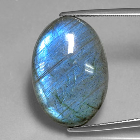20.80캐럿 천연 멀티컬러 라브라도라이트, 타원형 컷, 23.9×16.5 mm, 투명한
