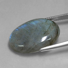 20.80캐럿 천연 멀티컬러 라브라도라이트, 타원형 컷, 23.9×16.5 mm, 투명한