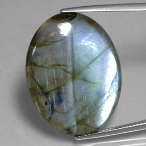 28.90캐럿 천연 멀티컬러 라브라도라이트, 타원형 컷, 28.8×22 mm, 투명한