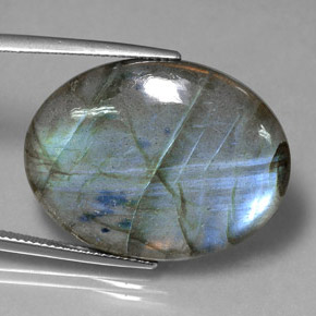 28.90캐럿 천연 멀티컬러 라브라도라이트, 타원형 컷, 28.8×22 mm, 투명한