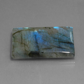 35.25캐럿 천연 멀티컬러 라브라도라이트, 바게트, 31.1×18.6 mm, 투명한