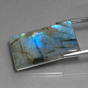 35.25캐럿 천연 멀티컬러 라브라도라이트, 바게트, 31.1×18.6 mm, 투명한