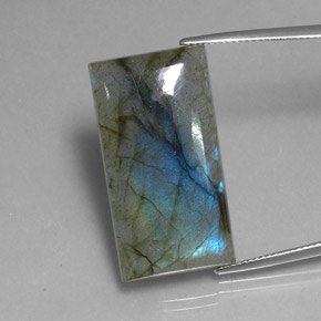 29.27캐럿 천연 멀티컬러 라브라도라이트, 바게트, 29.2×15.5 mm, 투명한