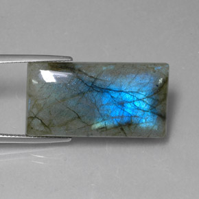 29.27캐럿 천연 멀티컬러 라브라도라이트, 바게트, 29.2×15.5 mm, 투명한