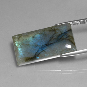 29.27캐럿 천연 멀티컬러 라브라도라이트, 바게트, 29.2×15.5 mm, 투명한