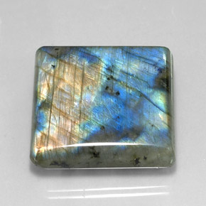 88.54캐럿 천연 멀티컬러 라브라도라이트, 스퀘어, 30.5×29.8 mm, 투명한