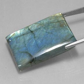 74.95캐럿 천연 멀티컬러 라브라도라이트, 바게트, 34.2×23.6 mm, 투명한