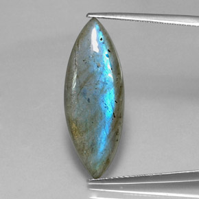 10.15캐럿 천연 멀티컬러 라브라도라이트, 마퀴즈, 27.5×10.3 mm, 투명한