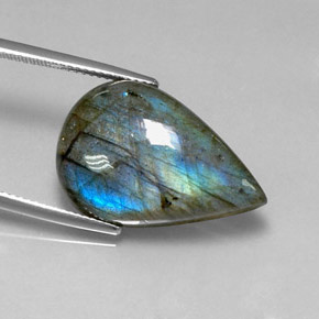 18.23캐럿 천연 멀티컬러 라브라도라이트, 배 모양, 23.5×15.7 mm, 투명한