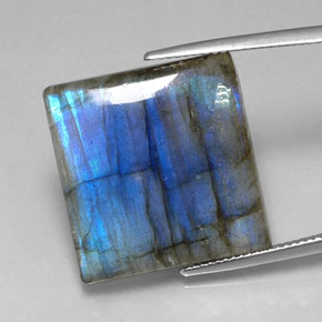26.58캐럿 천연 멀티컬러 라브라도라이트, 스퀘어, 21.2×20.5 mm, 투명한