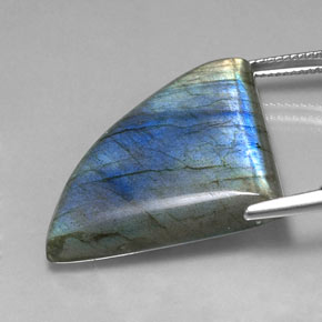 30.50캐럿 천연 멀티컬러 라브라도라이트, 멋진 모양, 33.2×23.4 mm, 투명한