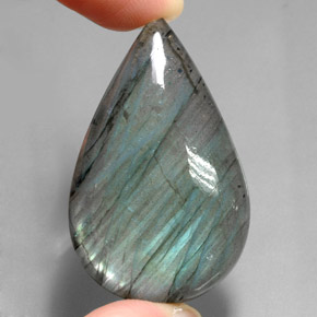 71.40캐럿 천연 멀티컬러 라브라도라이트, 배 모양, 42.7×26.8 mm, 투명한