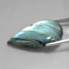 71.40캐럿 천연 멀티컬러 라브라도라이트, 배 모양, 42.7×26.8 mm, 투명한