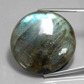 80.70캐럿 천연 멀티컬러 라브라도라이트, 라운드 컷, 33.75 mm, 투명한
