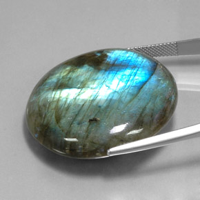 80.70캐럿 천연 멀티컬러 라브라도라이트, 라운드 컷, 33.75 mm, 투명한